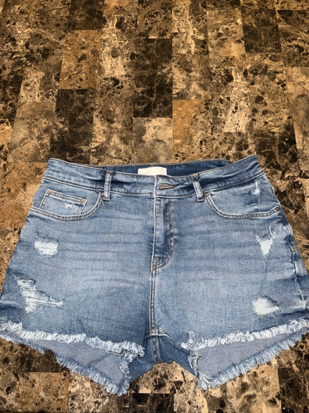 H&M Light Blue Distressed Denim Shorts